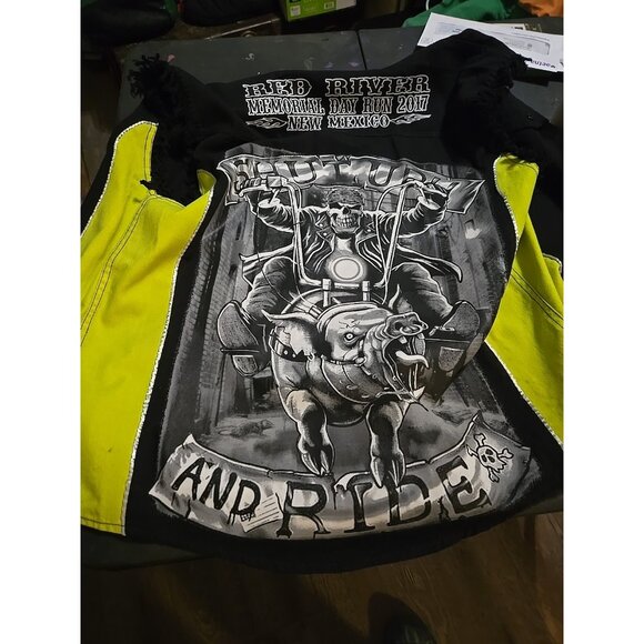 2017 Red River Memorial Day run HI-VIS Cut Off Button Up Vest LG - Picture 5 of 7